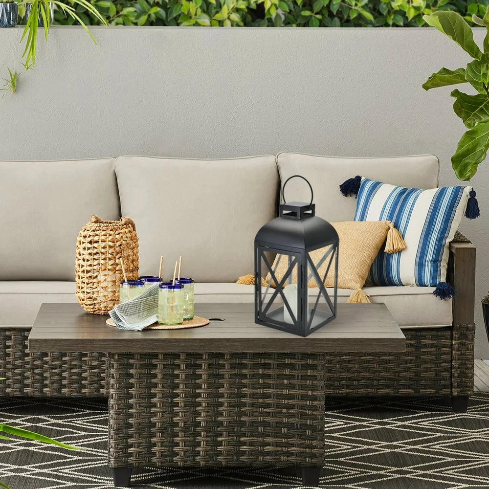 Metal Lantern Candle Holder With Swing Door Tealight Indoor Outdoor