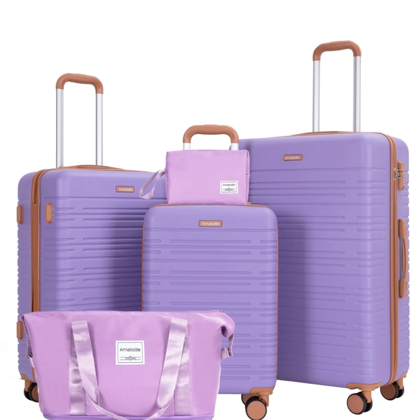 AMALODIECN 3-Piece Luggage Set With Spinner Wheels TSA Lock