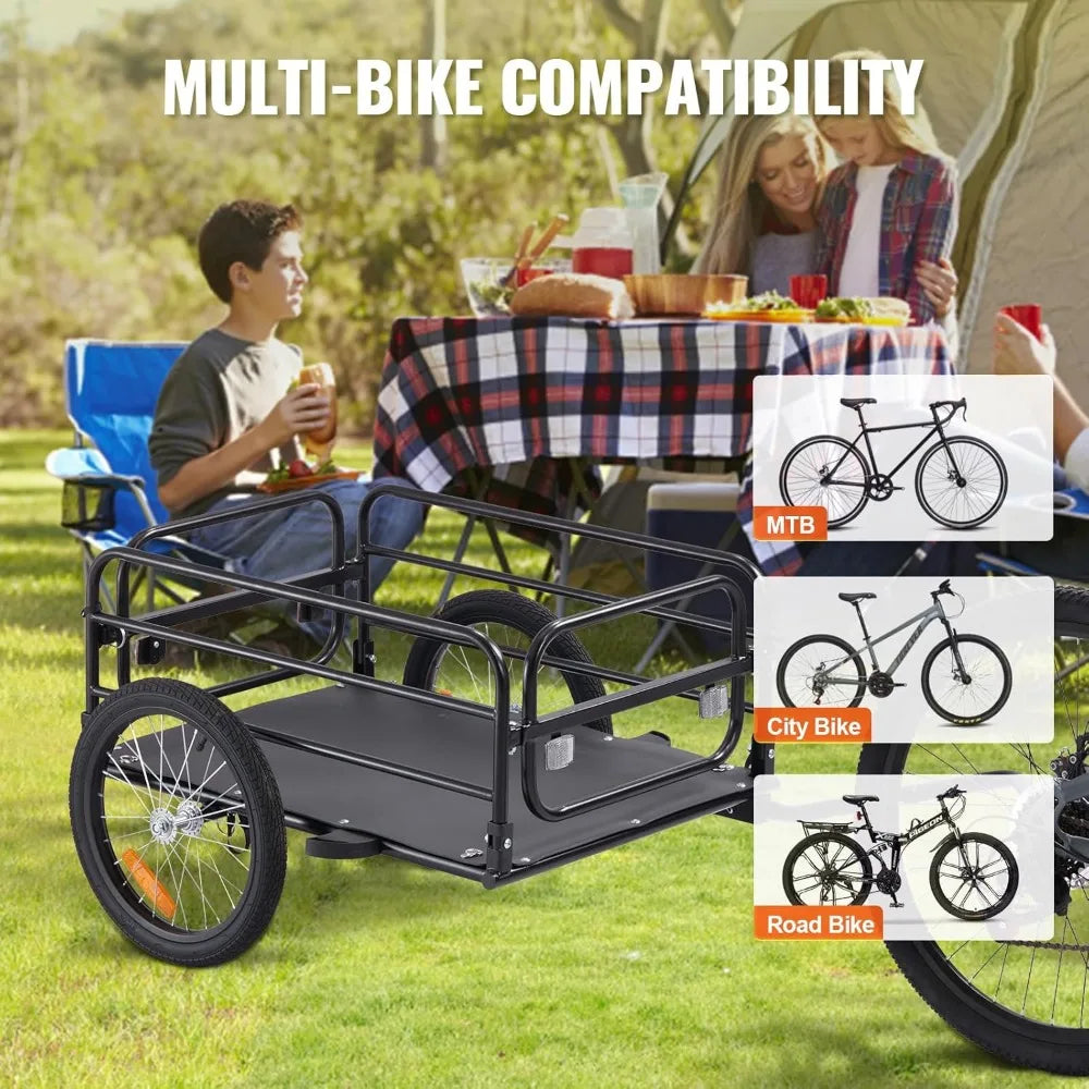 Bike Cargo Trailer, 88/100/160 lbs Load Capacity, Heavy-Duty Bicycle Wagon Cart, Foldable Compact Storage with Universal Hitch