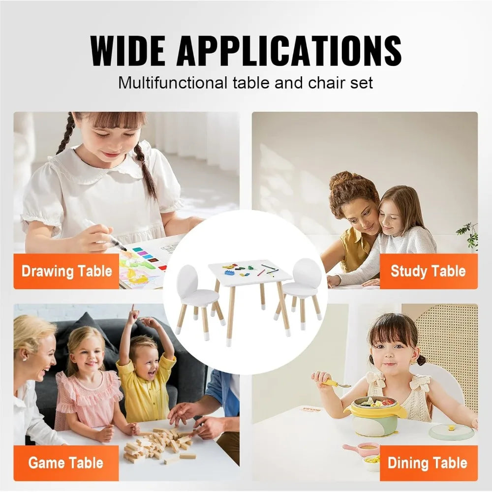 Kids Table and Chairs, Toddler Table and Chair Set, Children Wooden Multi-Activity Table for Play, Art, Craft, Reading, Learnin