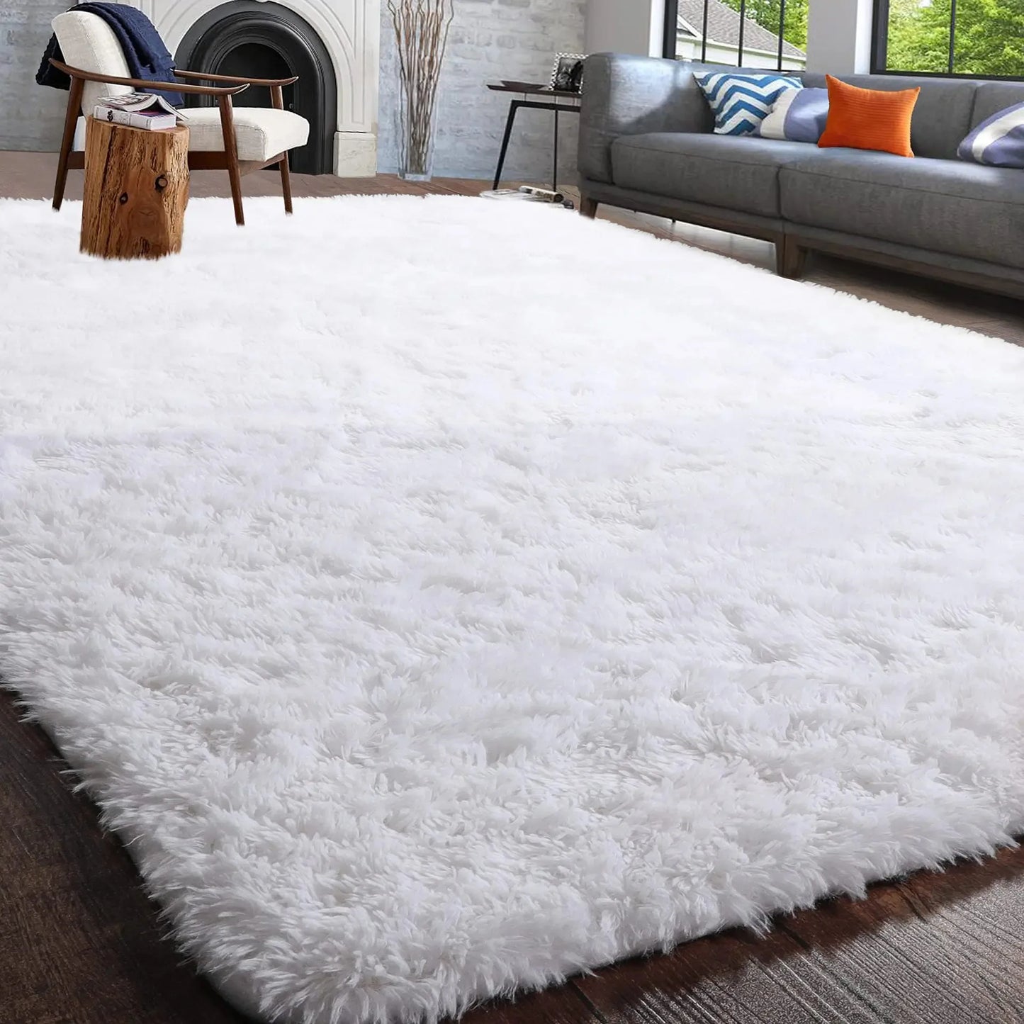 AUBUSSON Fluffy Polyester Rugs For Bedroom And Living Room Decor