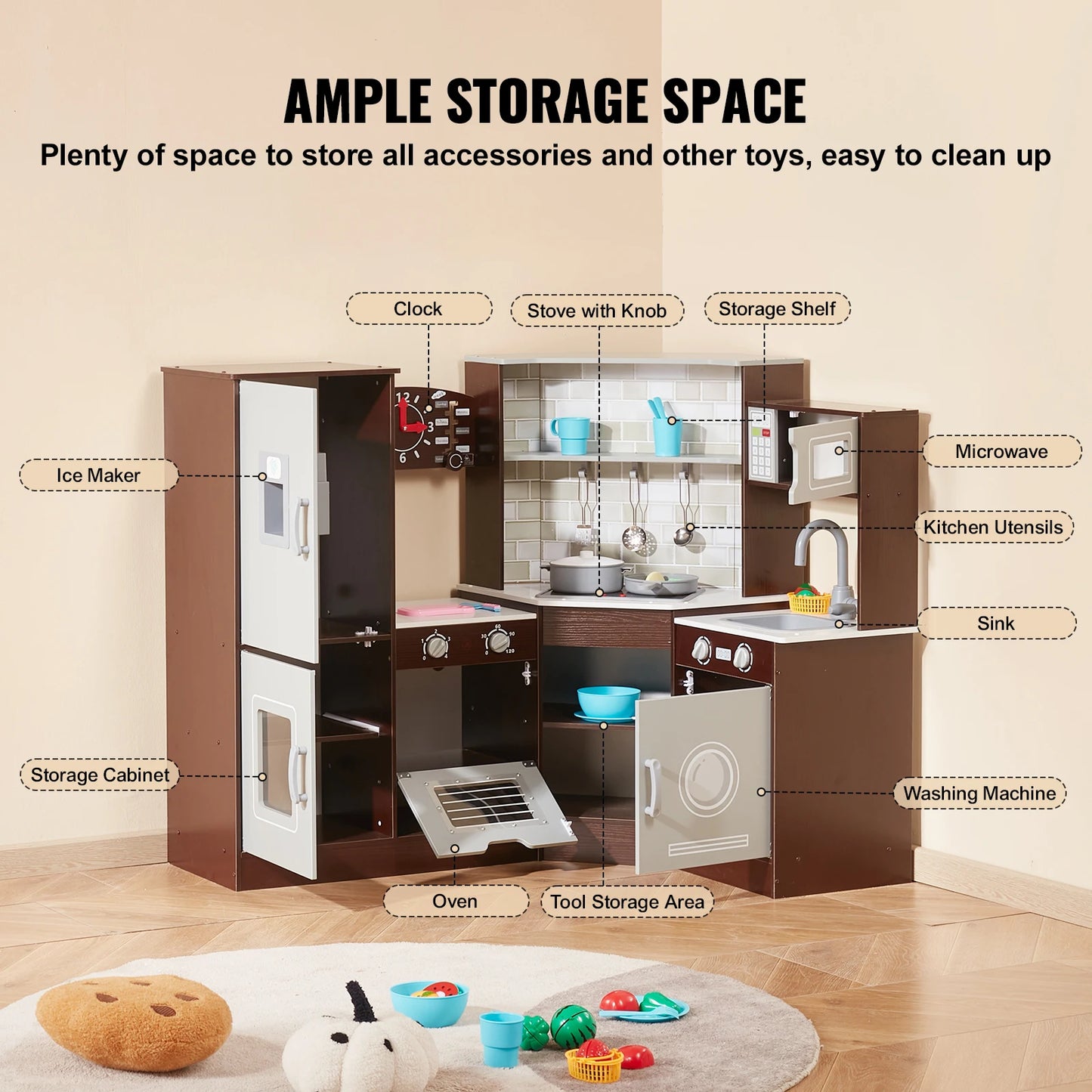 SucceBuy Play Kitchen Set For Kids With Ice Maker
