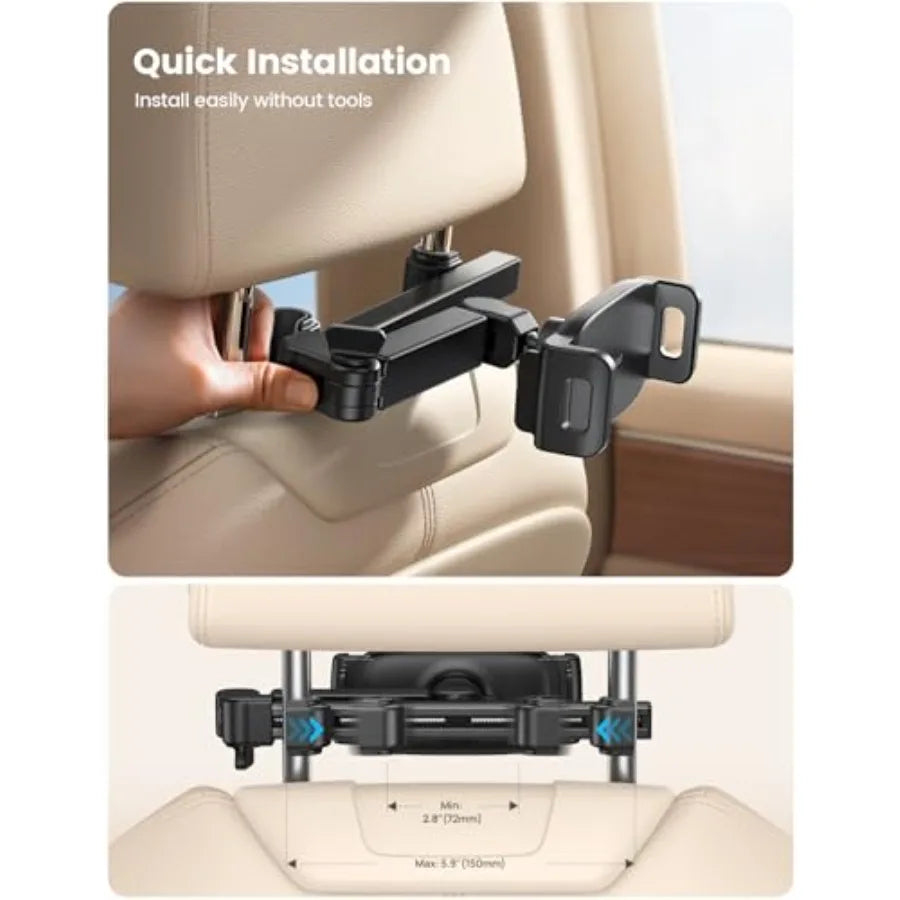 Car Headrest Tablet Holder 3 in 1 Adjustable Extension Arm for Back Seat Entertainment During Road Trips Compatible wi
