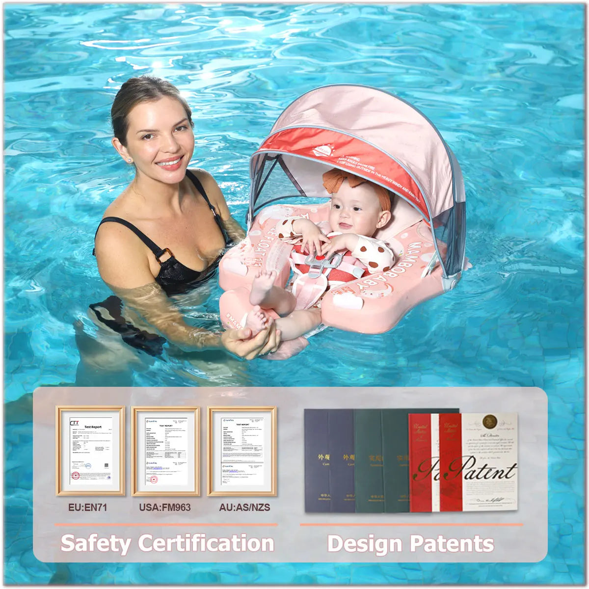 Mambobaby Float Axie Baby Pool Float Non Inflatable UV Canopy