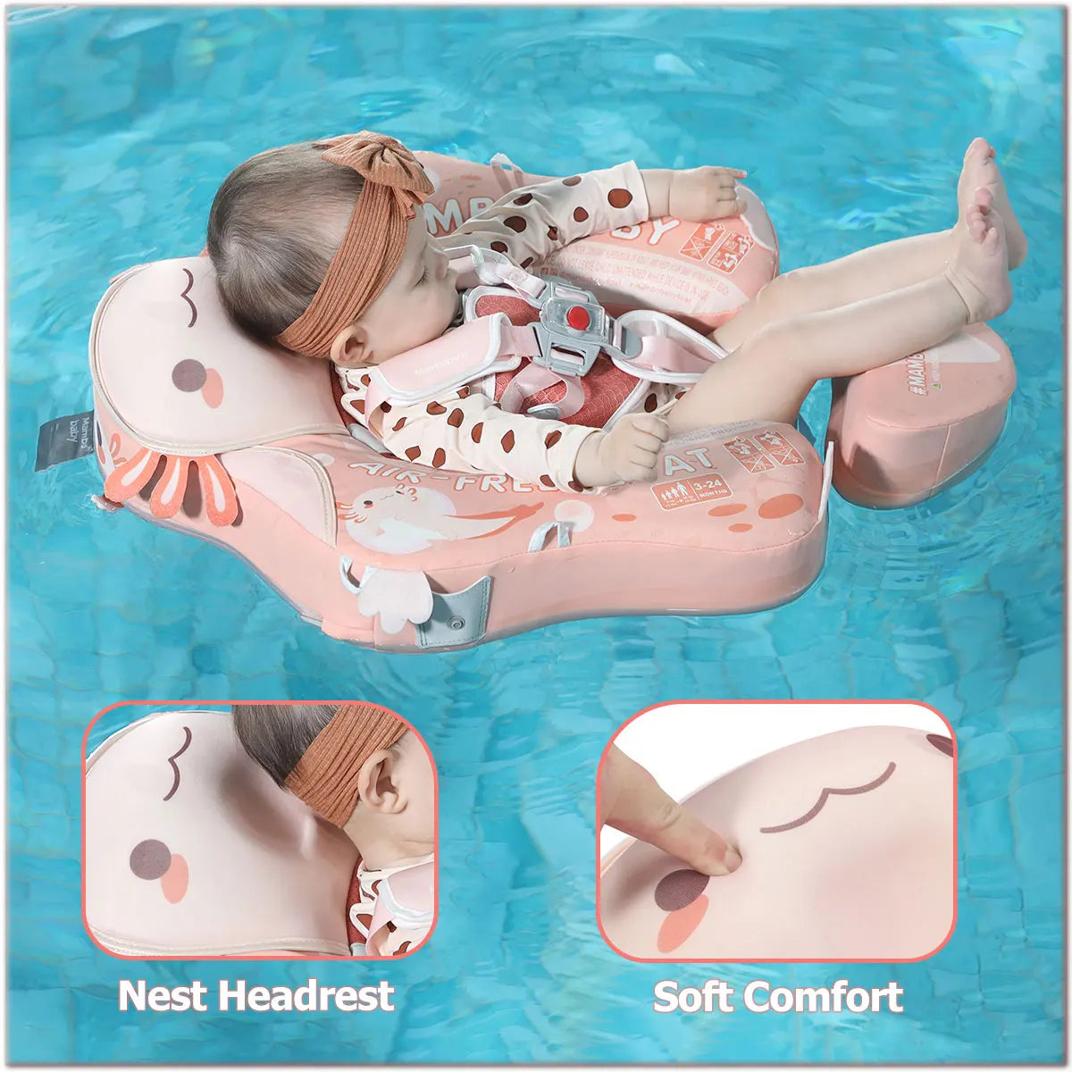 Mambobaby Float Axie Baby Pool Float Non Inflatable UV Canopy