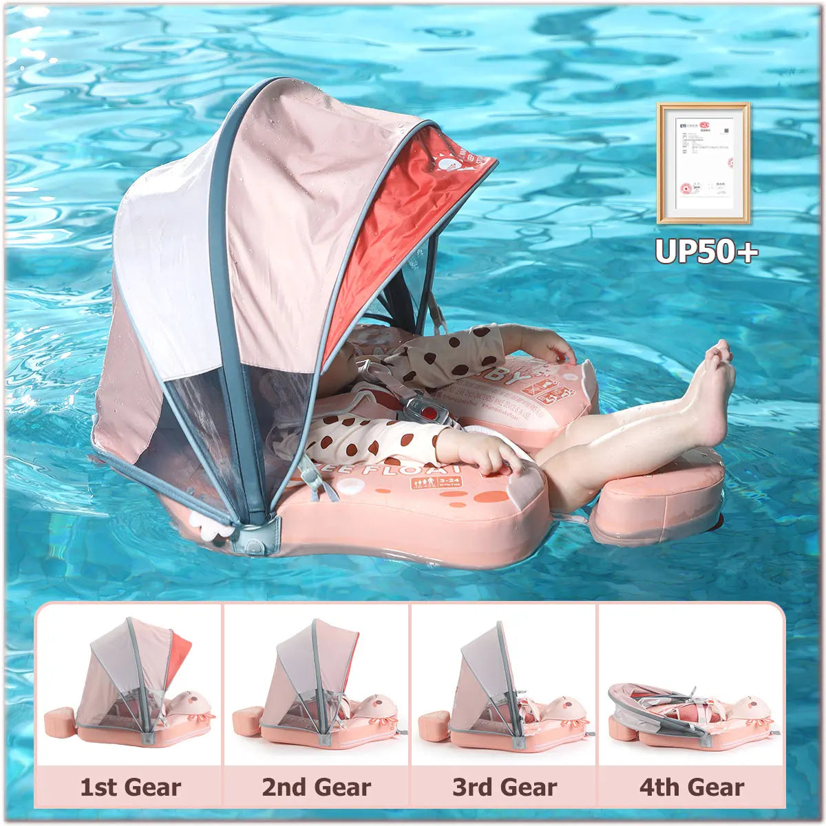 Mambobaby Float Axie Baby Pool Float Non Inflatable UV Canopy