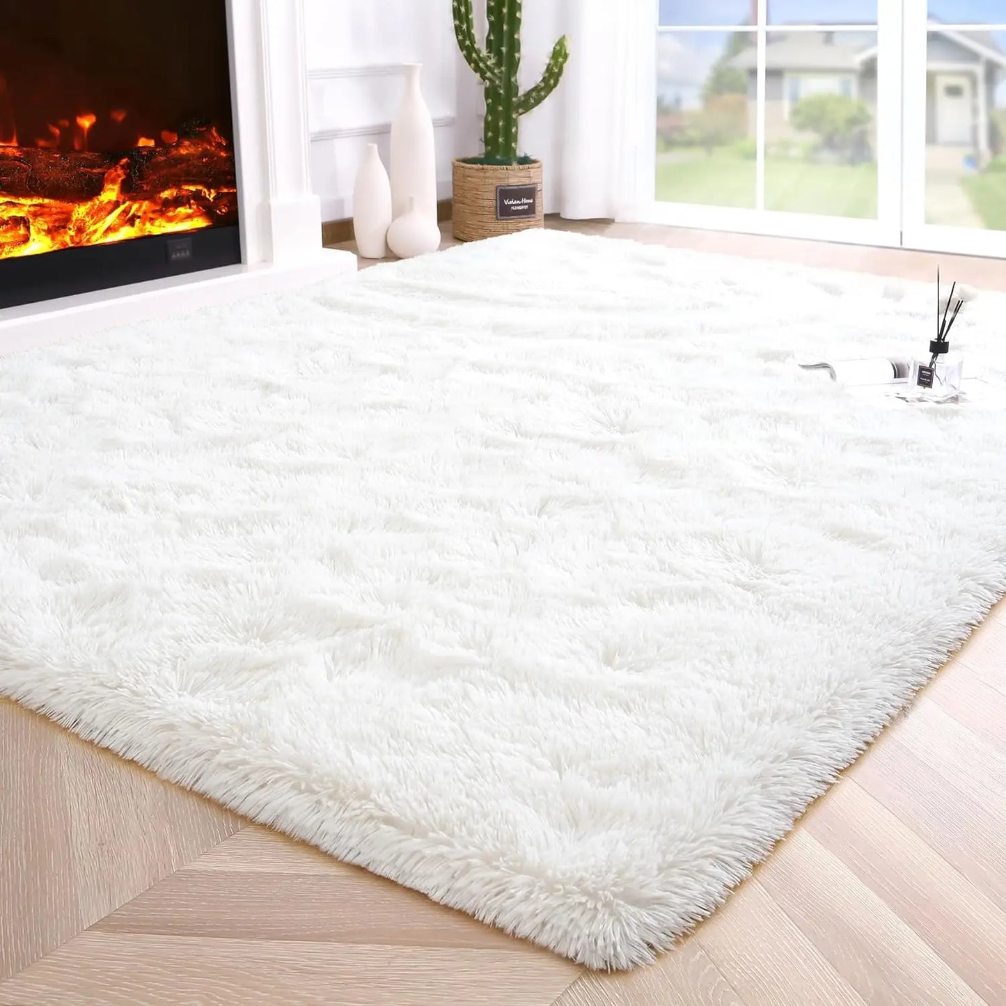 AUBUSSON Fluffy Polyester Rugs For Bedroom And Living Room Decor