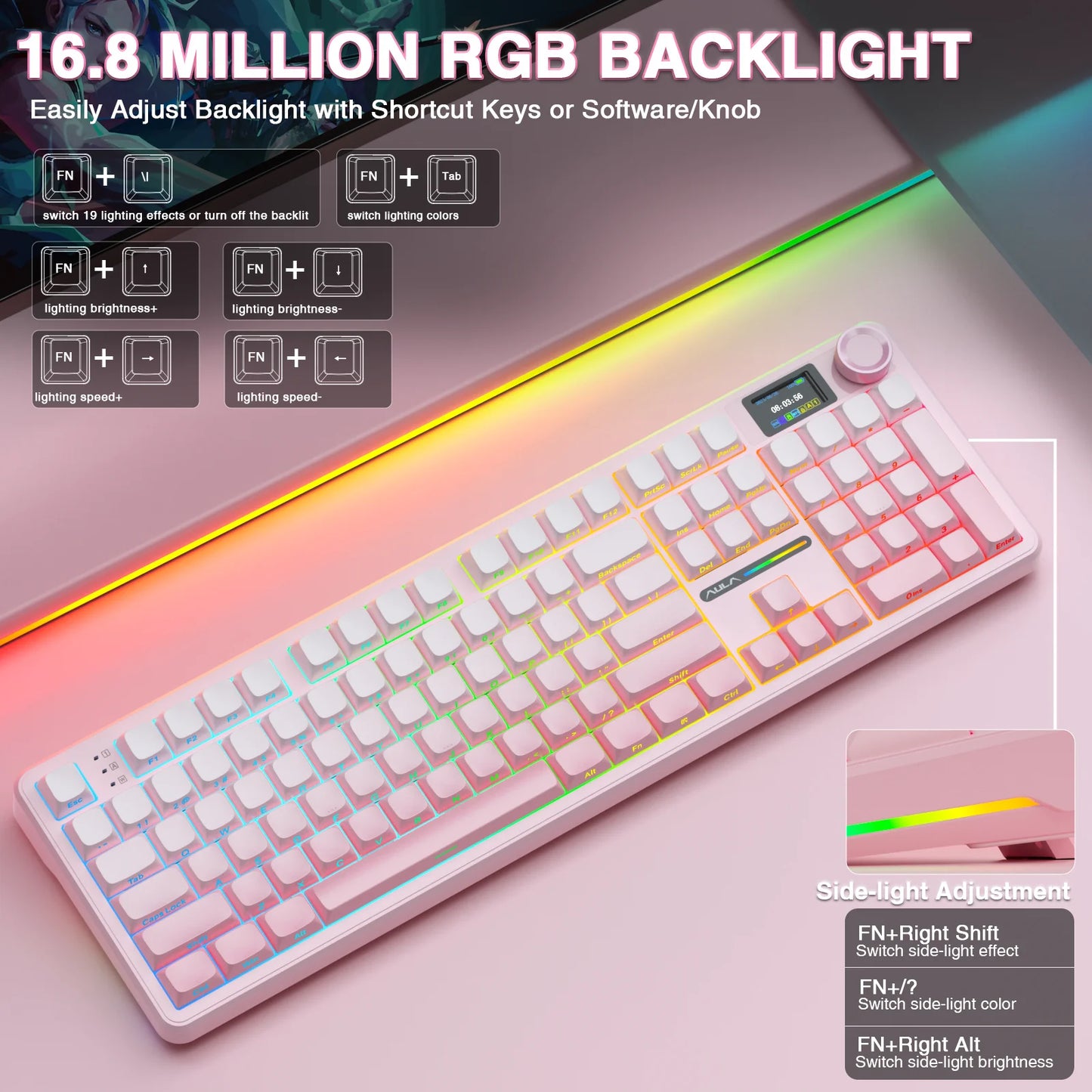 AULA F108 Pro Wireless Gaming Keyboard With TFT Display