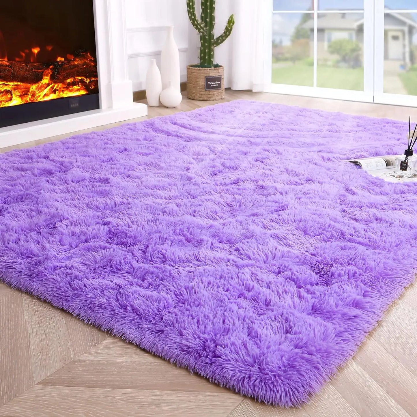 AUBUSSON Fluffy Polyester Rugs For Bedroom And Living Room Decor