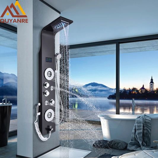 Quyanre LED Shower Panel Six Function Spa Jet System