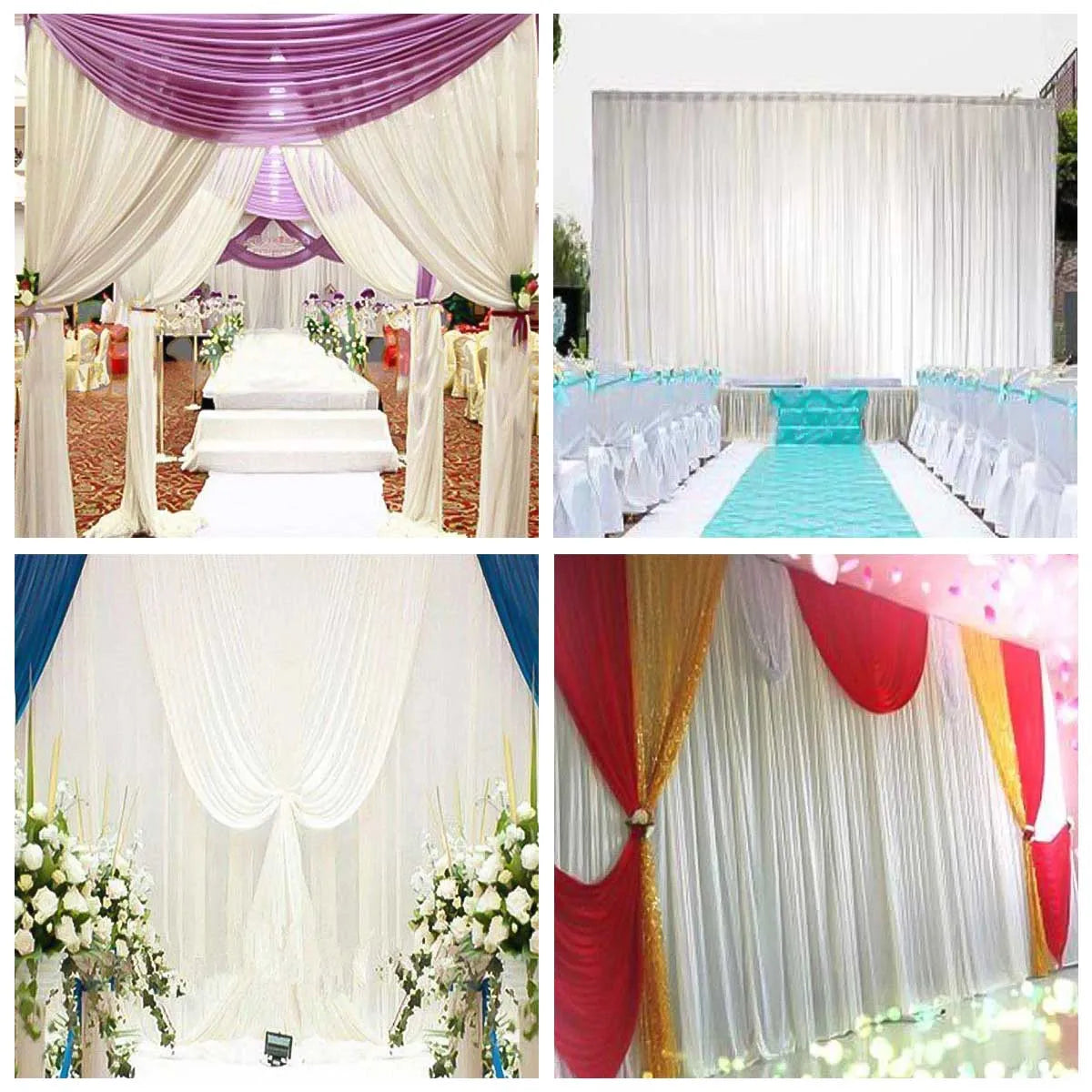 Silk White Backdrop Drapes Curtain For Wedding Ceremony