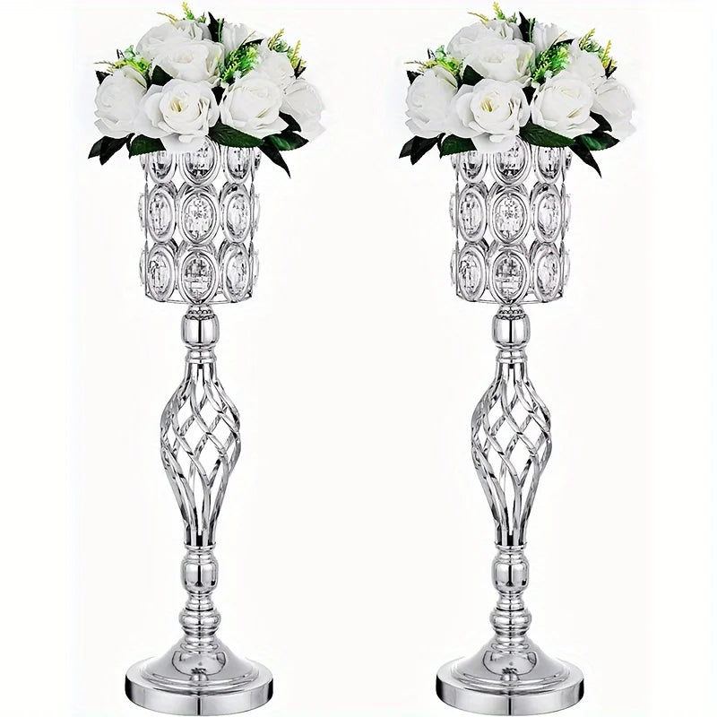 Metal Diamond Crystal Vase And Multi-Purpose Flower Stand Wedding Centerpiece