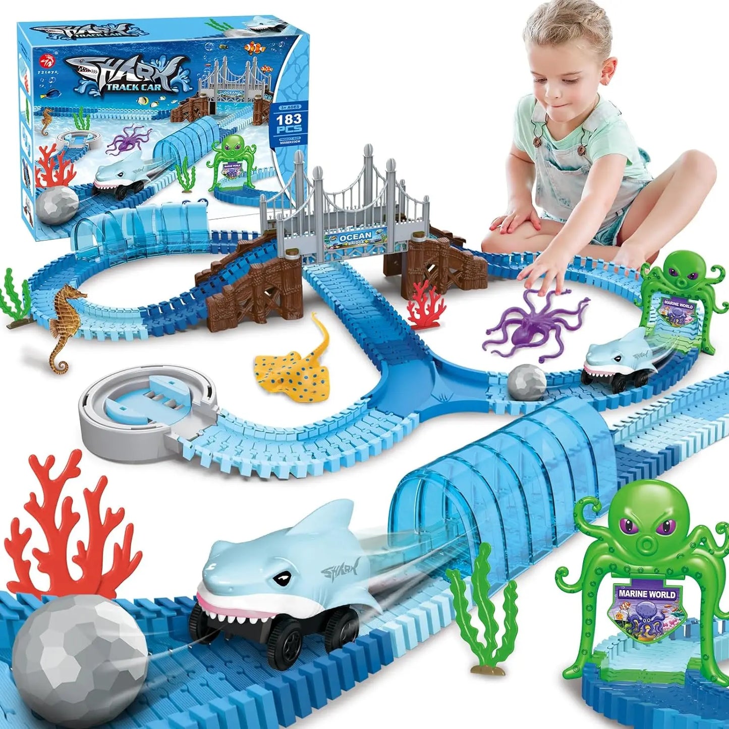 VATOS Shark Race Car Toy Oceanic Theme For Kids 3+