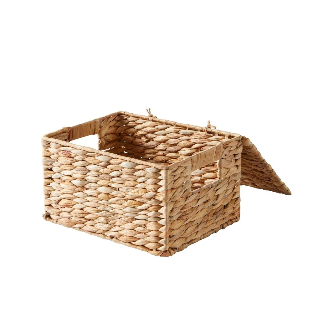 Hyacinth Storage Basket with Lid Durable Handmade Woven Baskets Organizing Household Items Bathroom Essentials Nursery Decor