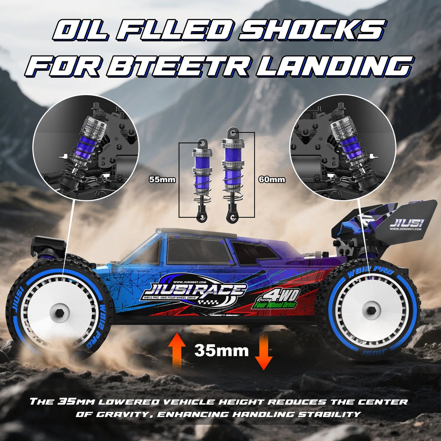 JIUSICE WB12 Remote Control Car Brushless 4WD 80KMH Off Road