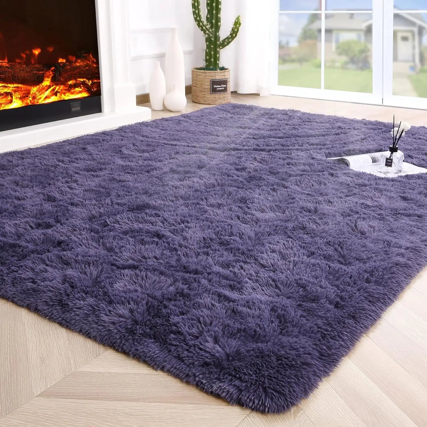 AUBUSSON Fluffy Polyester Rugs For Bedroom And Living Room Decor