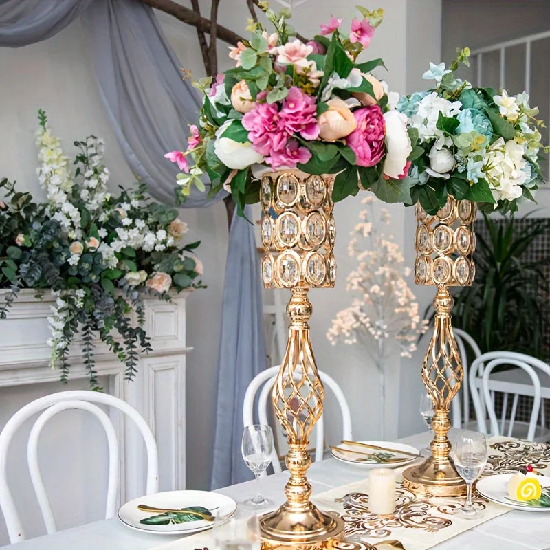 Metal Diamond Crystal Vase And Multi-Purpose Flower Stand Wedding Centerpiece