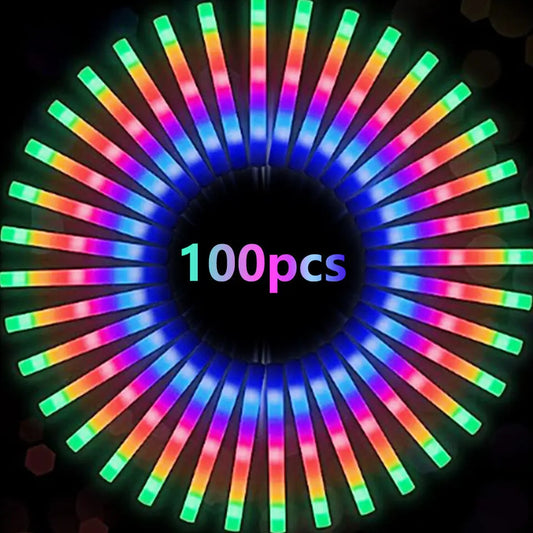 Jianyana RGB LED Glow Foam Sticks 100 Pieces For Parties