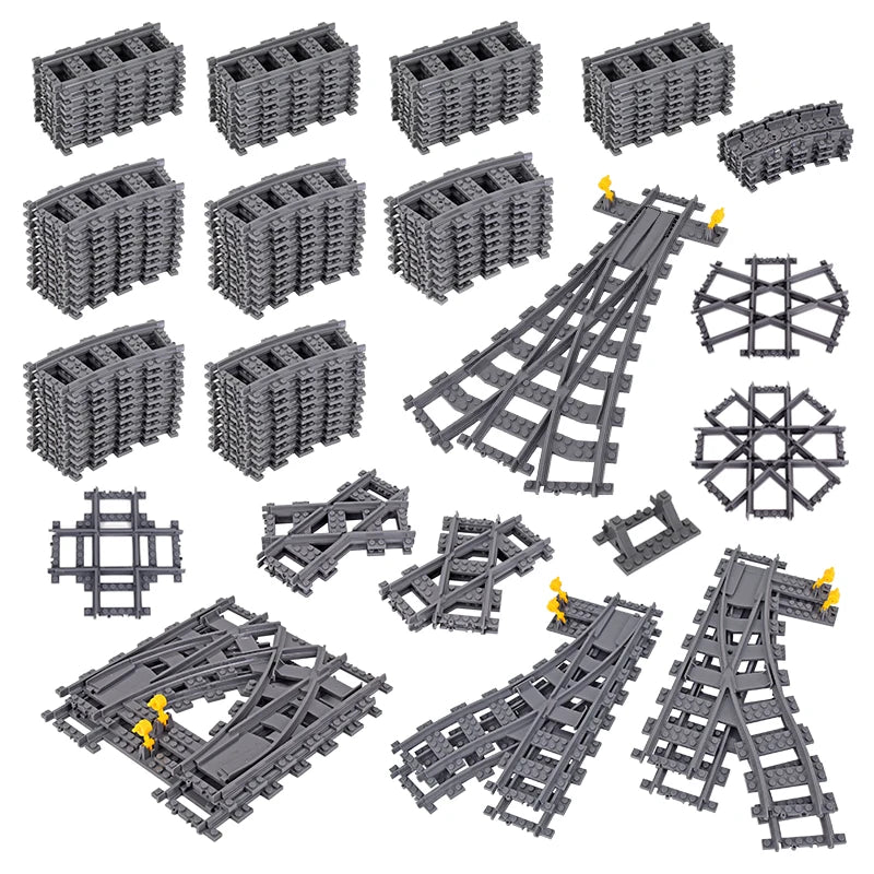 MOC 110pcs City Train Track Set With Slip Switches