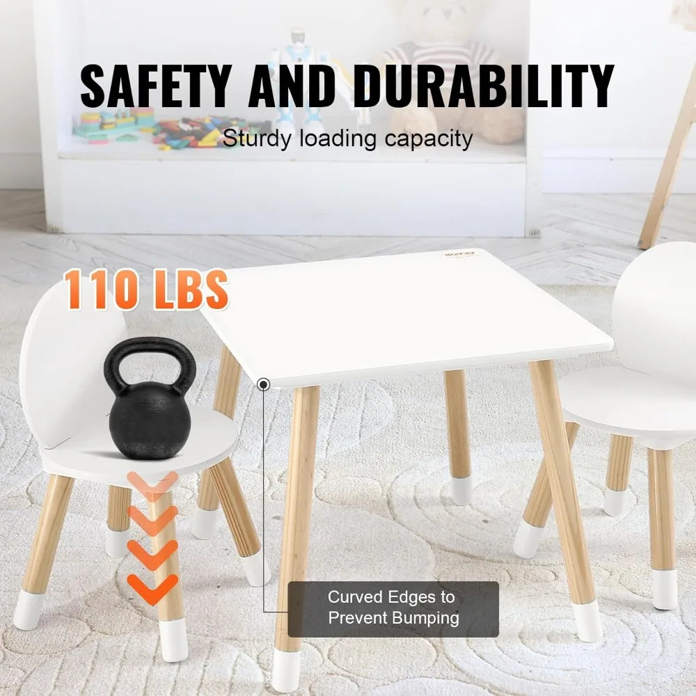 Kids Table and Chairs, Toddler Table and Chair Set, Children Wooden Multi-Activity Table for Play, Art, Craft, Reading, Learnin