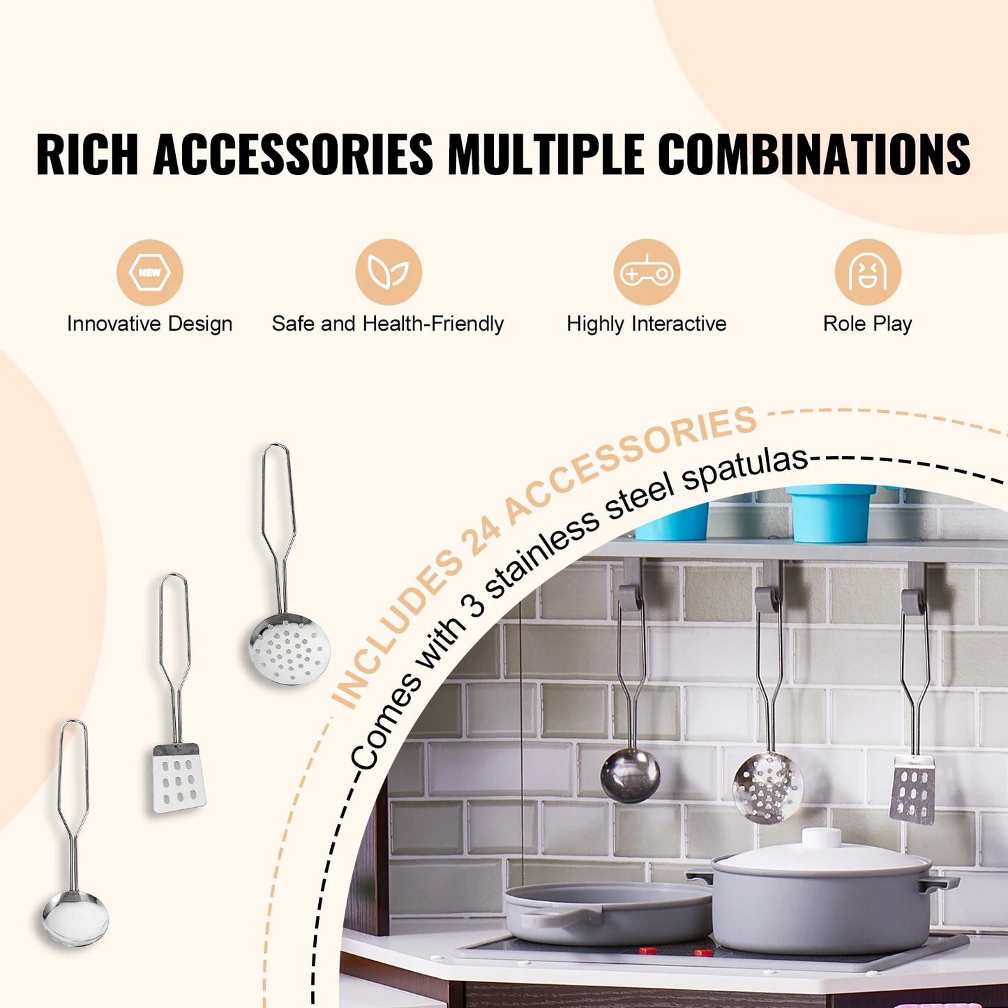 SucceBuy Play Kitchen Set For Kids With Ice Maker