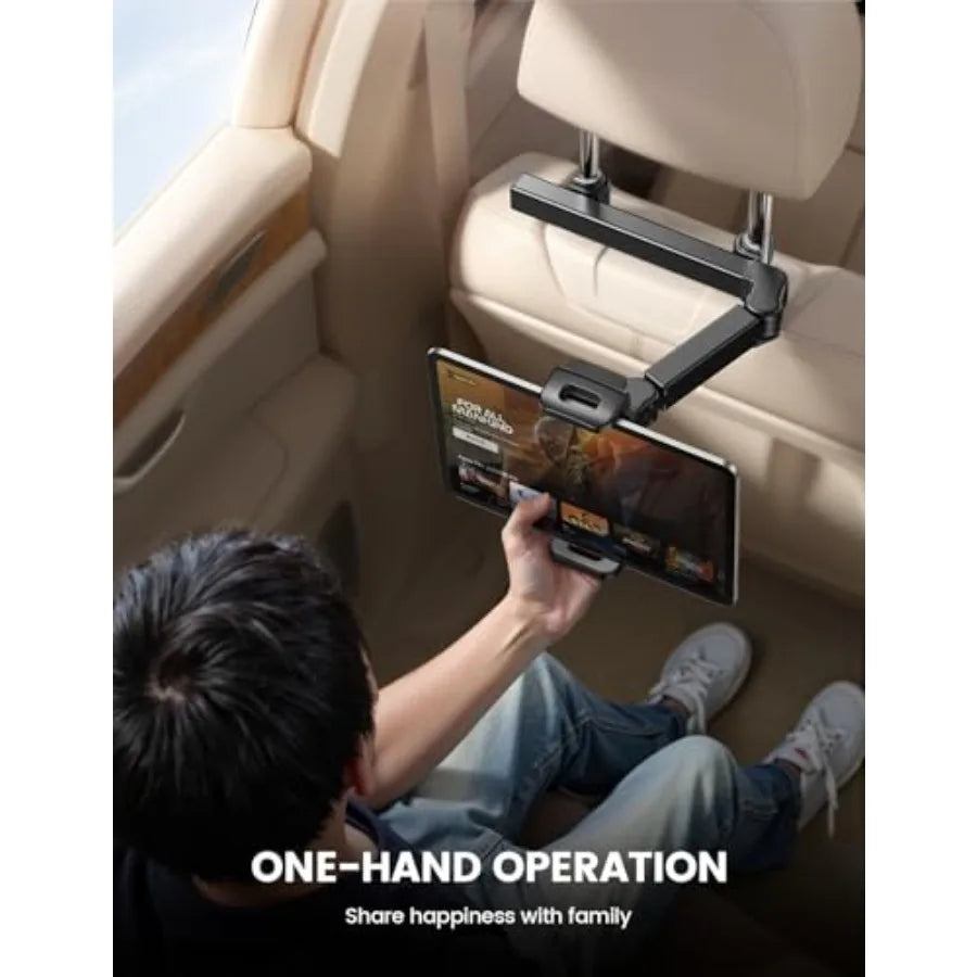 Car Headrest Tablet Holder 3 in 1 Adjustable Extension Arm for Back Seat Entertainment During Road Trips Compatible wi
