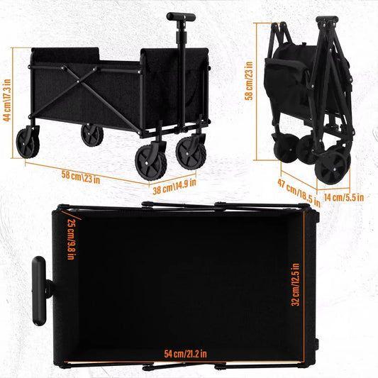 Foldable Garden Wagon Cart Portable Camping Trolley ,Outdoor Multi-function Foldable Carts Wagon for Beach or Shopping Utility