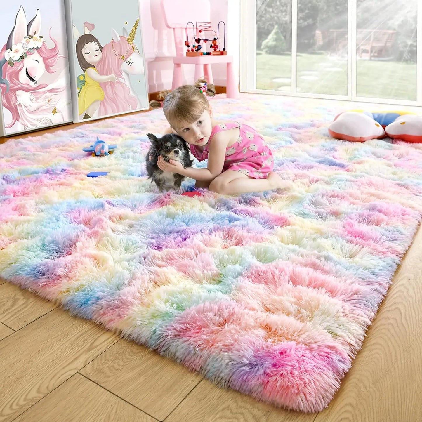 AUBUSSON Fluffy Polyester Rugs For Bedroom And Living Room Decor
