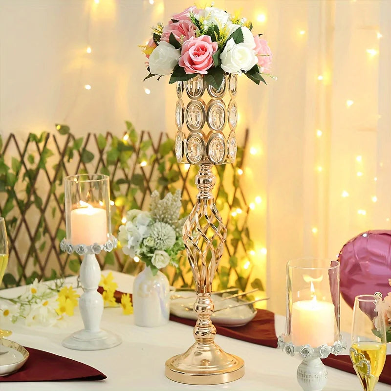 Metal Diamond Crystal Vase And Multi-Purpose Flower Stand Wedding Centerpiece