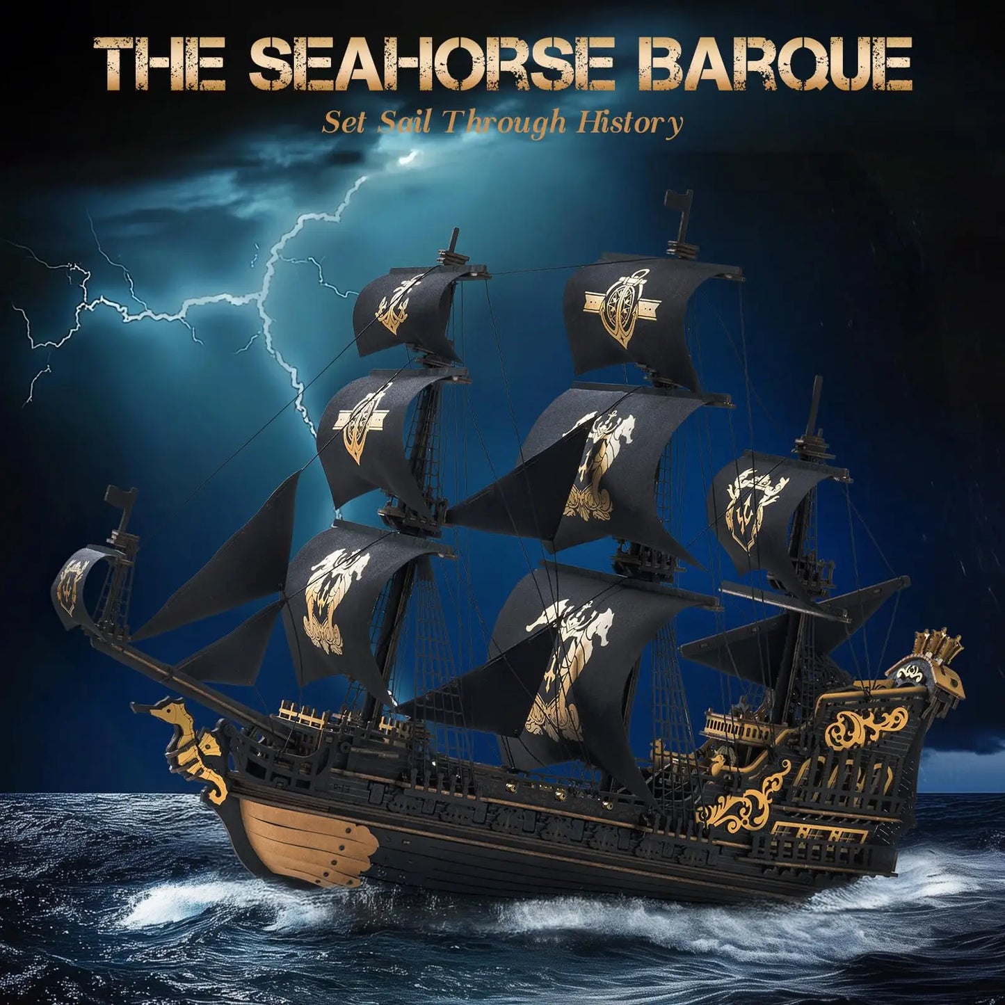 Robotime 3D Wooden Ship Model Kit The Seahorse Barque