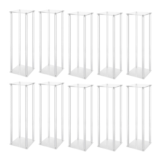 NONECN Clear Column Flower Display Stands 10 Pcs Acrylic Geometric Centerpieces