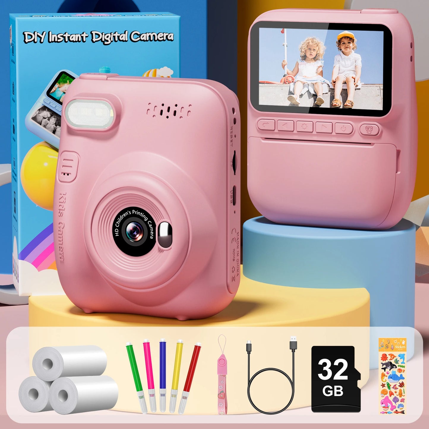 DIAMOOKYCN Instant Print Camera For Kids With 32MP HD