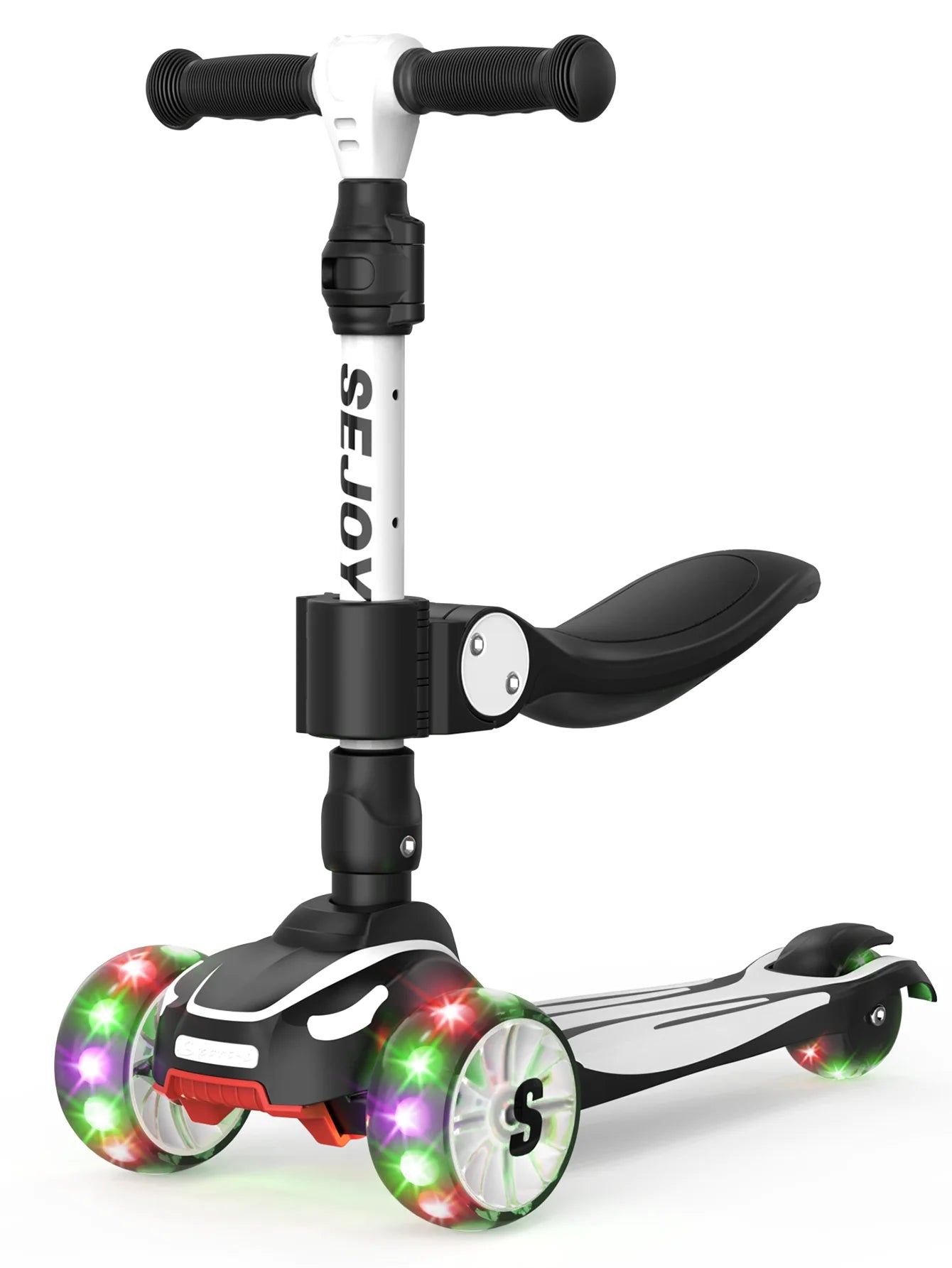 Sejoy Three Wheel Kick Scooter With Led Lights Adjustable Height