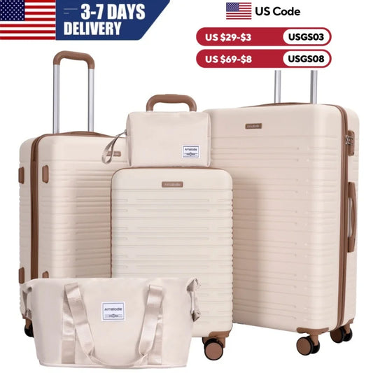 AMALODIECN 3-Piece Luggage Set With Spinner Wheels TSA Lock