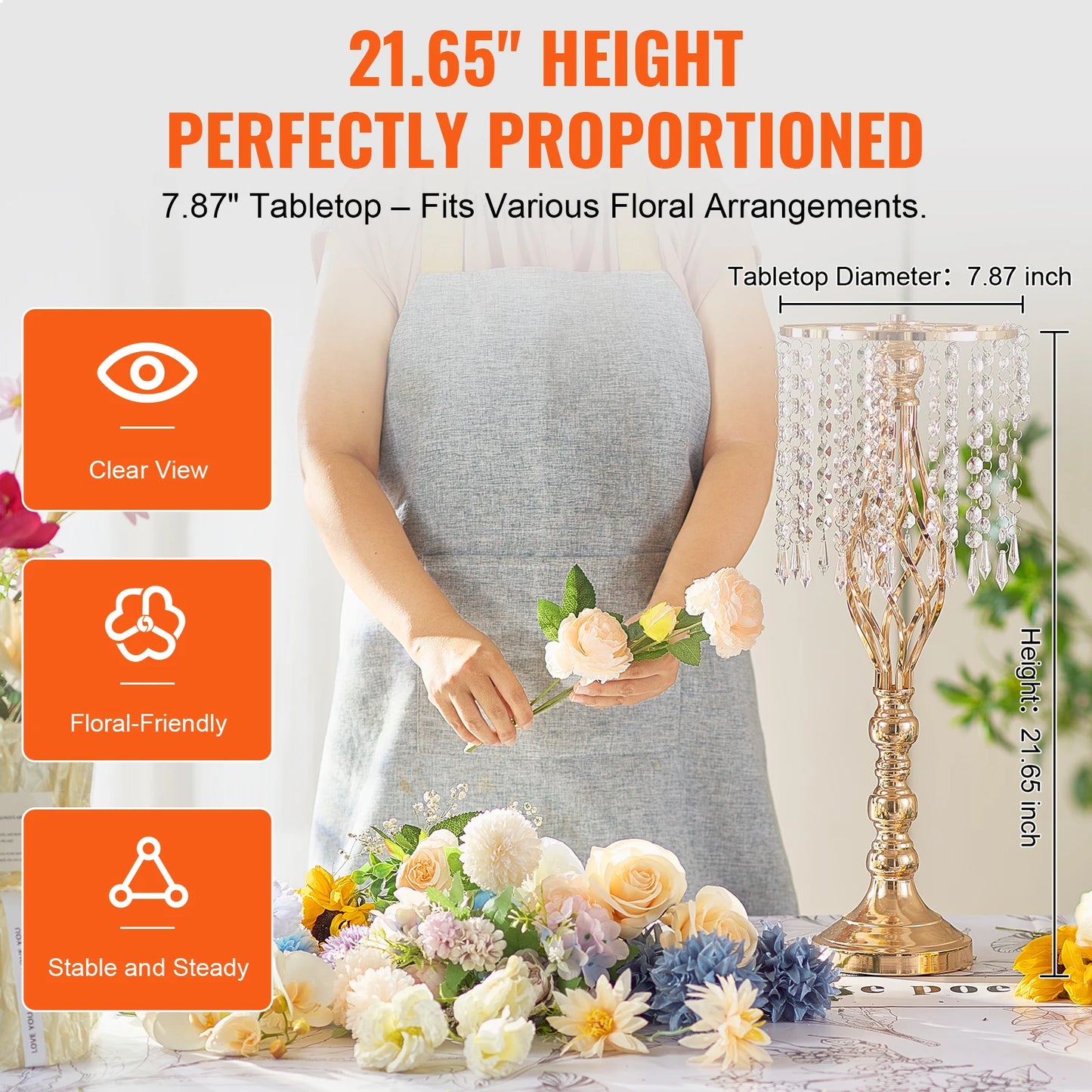 NONECN SucceBuy Tall Crystal Wedding Flower Stand Centerpiece Vase