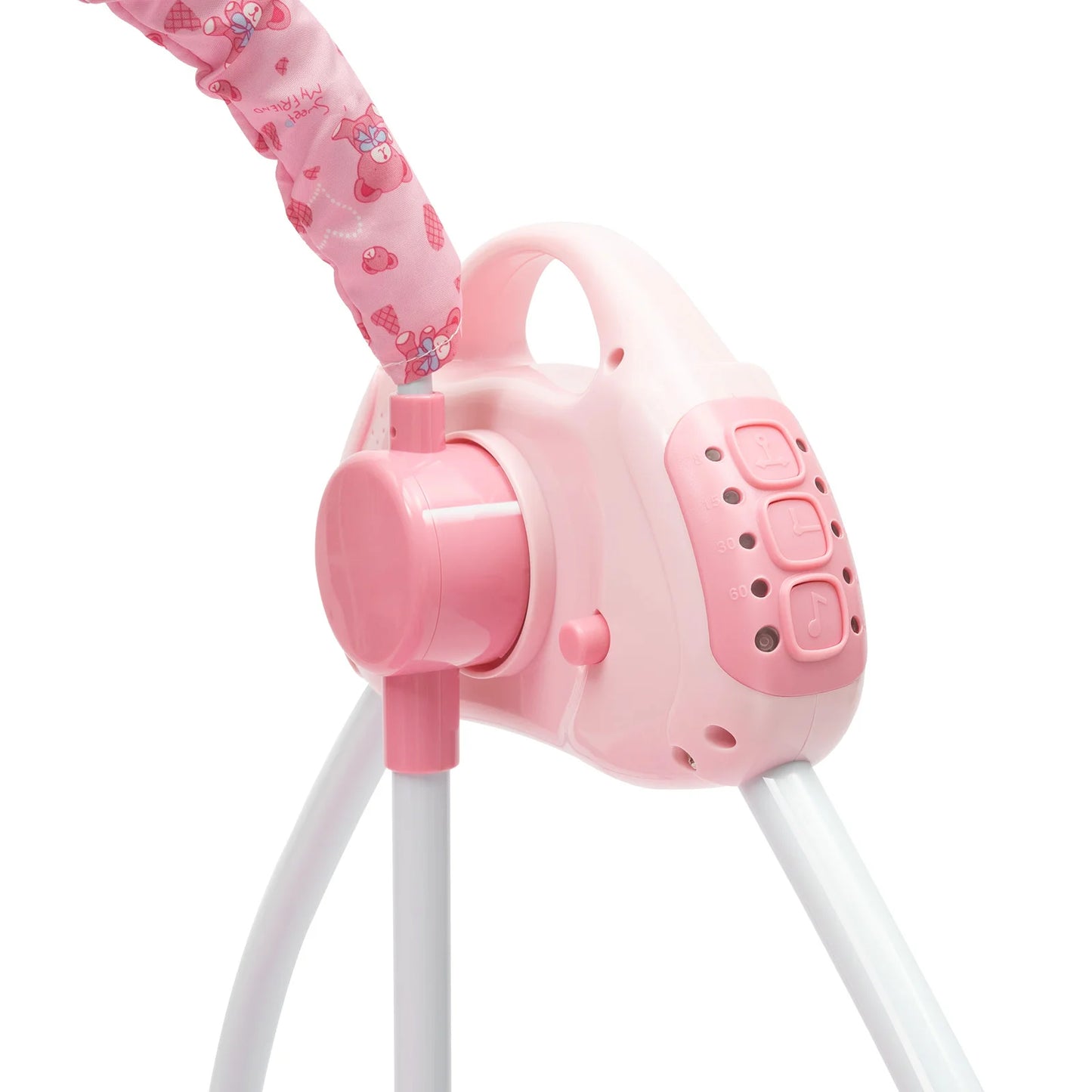 5 Gears Electric Cradle with 2 Plush Toys Foldable Infant Rocker 55.12lbs Load Baby Swing for 0-18 Months