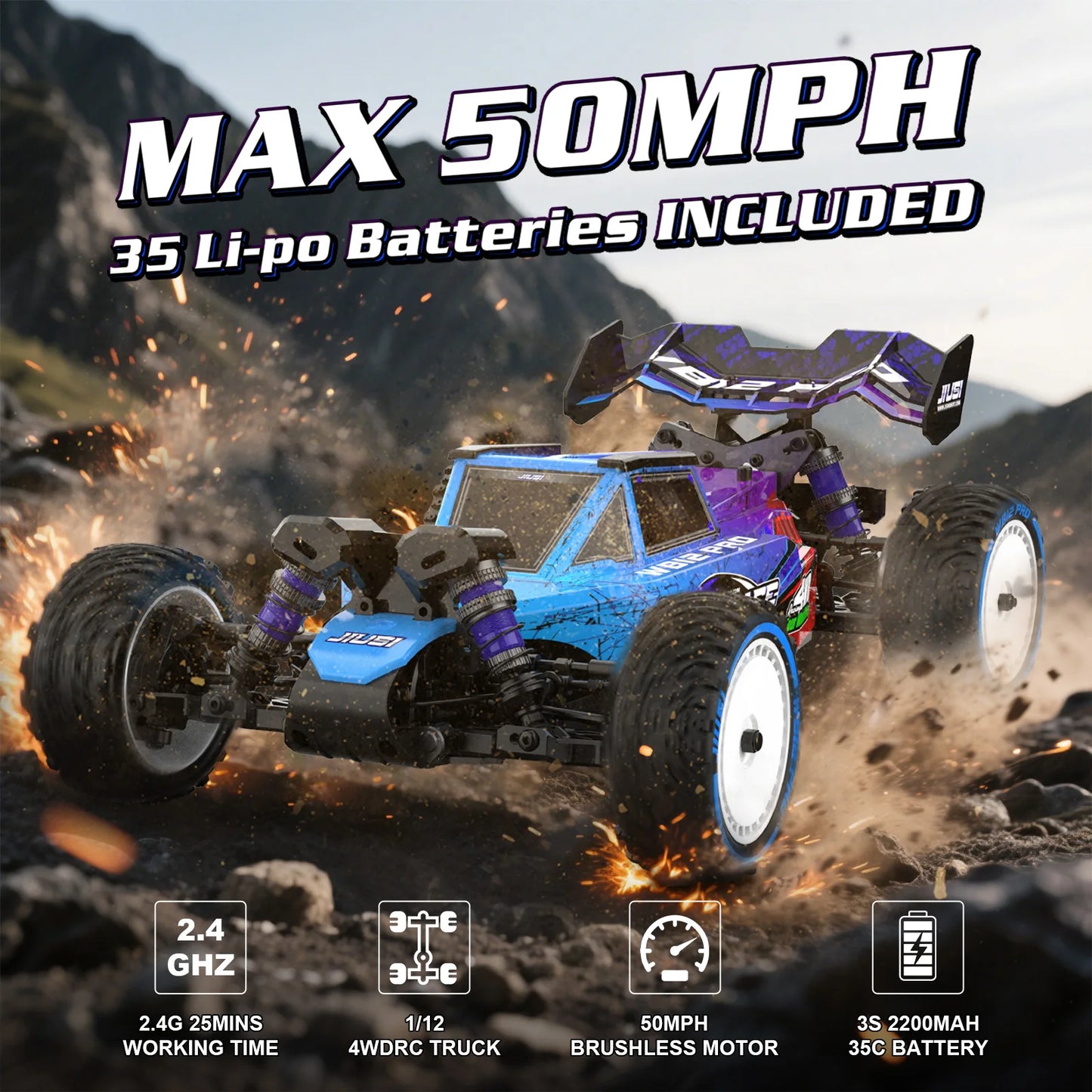 JIUSI WB12 PRO 1/12 Racing Car 80km/h Brushless 4WD RC Car High Speed 2.4G Remote Control Car Competitive Off-road RC Toys Gift