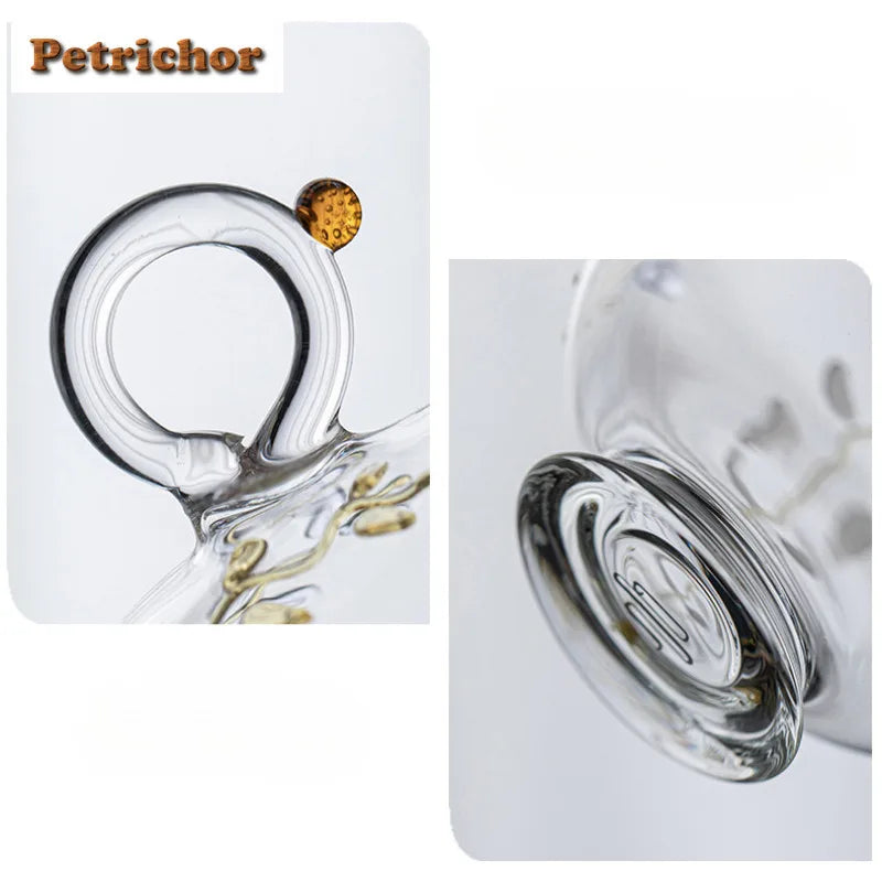 Wisteria Flower Glass Coffee Mug With Plate Teaware Set