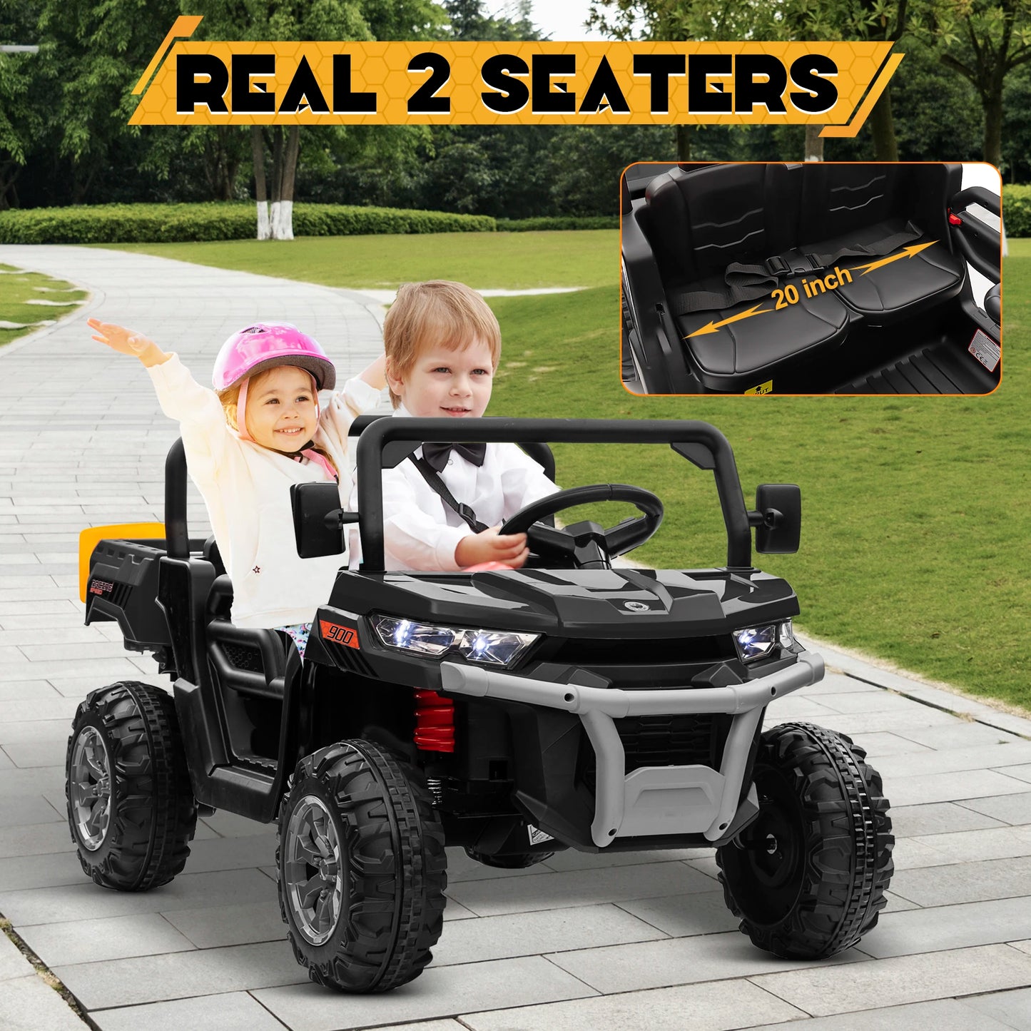 24V Ride On Dump Truck For Kids 2 Seater Bluetooth