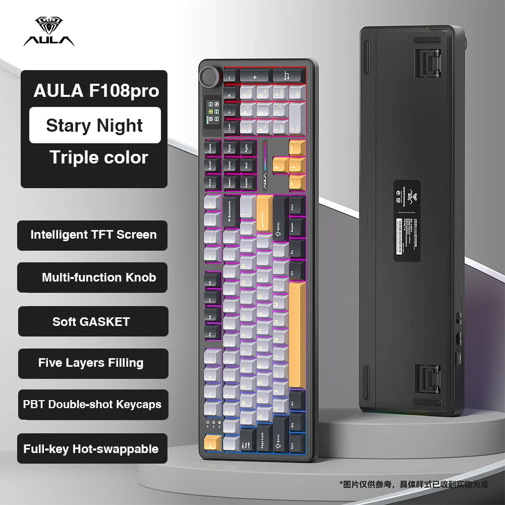 AULA F108 Pro Wireless Gaming Keyboard With TFT Display