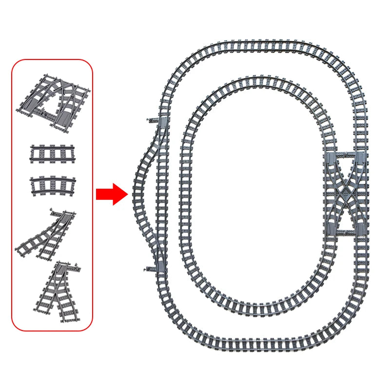 MOC 110pcs City Train Track Set With Slip Switches