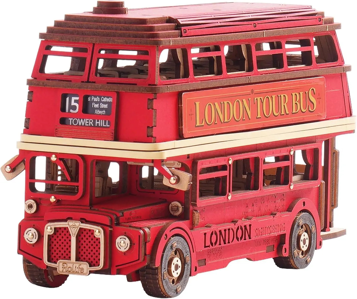 Robotime Rolife London Tour Bus Wooden Puzzle Model