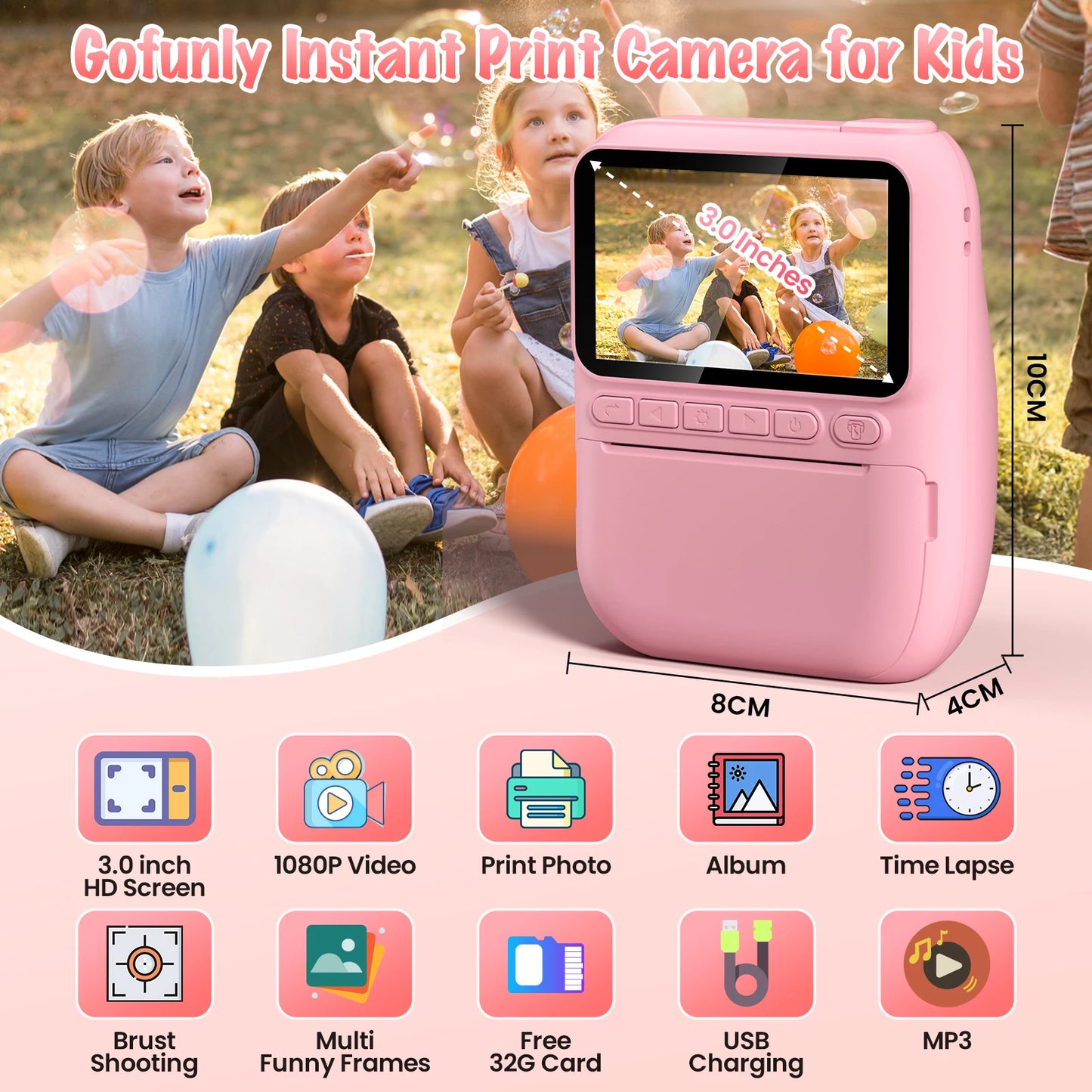 DIAMOOKYCN Instant Print Camera For Kids With 32MP HD