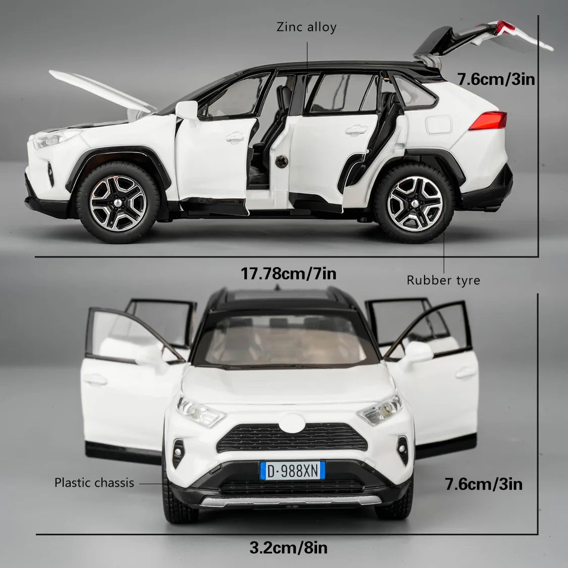 TGRCM-CZ RAV4 Diecast Alloy Toy Car Light Sound Collectible