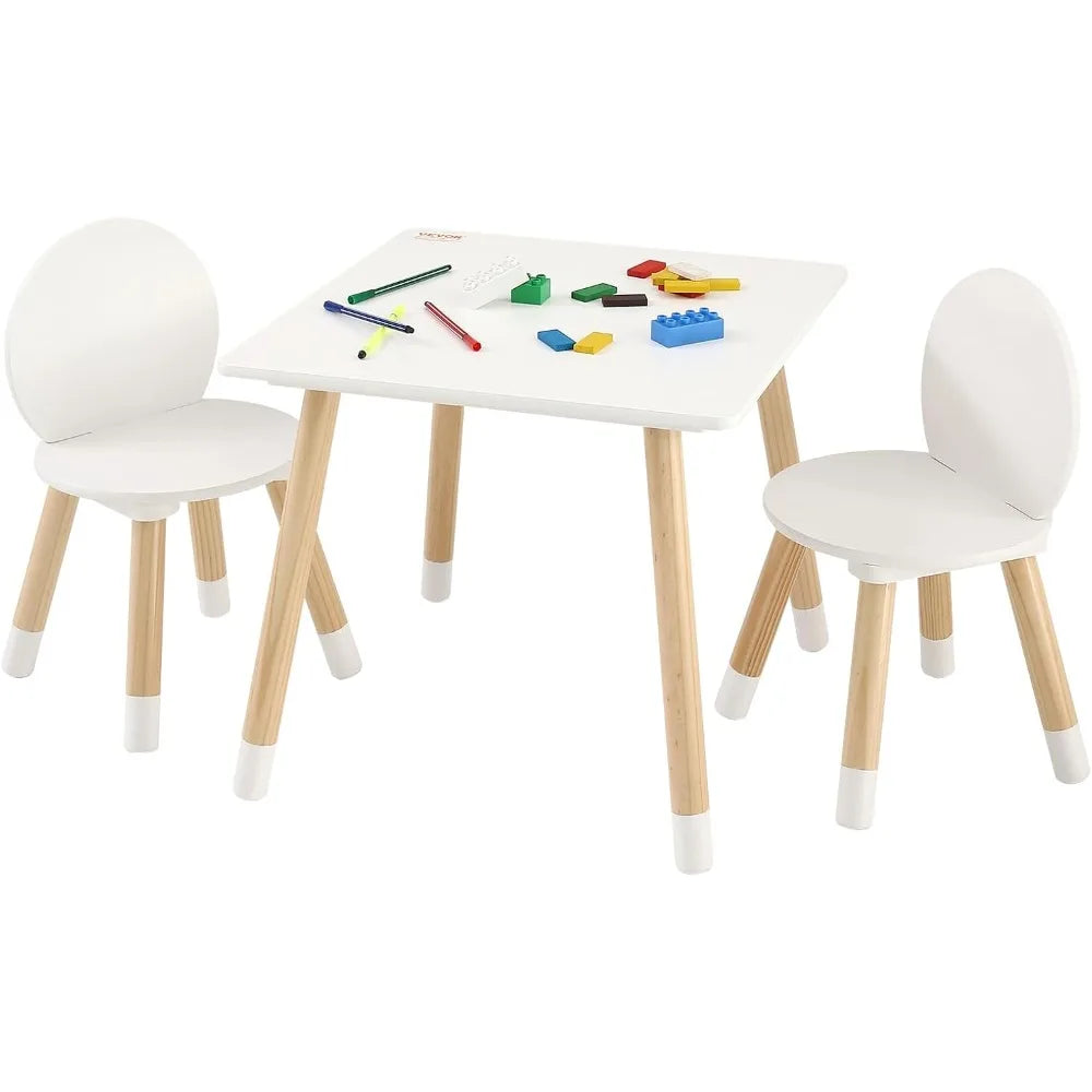 Kids Table and Chairs, Toddler Table and Chair Set, Children Wooden Multi-Activity Table for Play, Art, Craft, Reading, Learnin