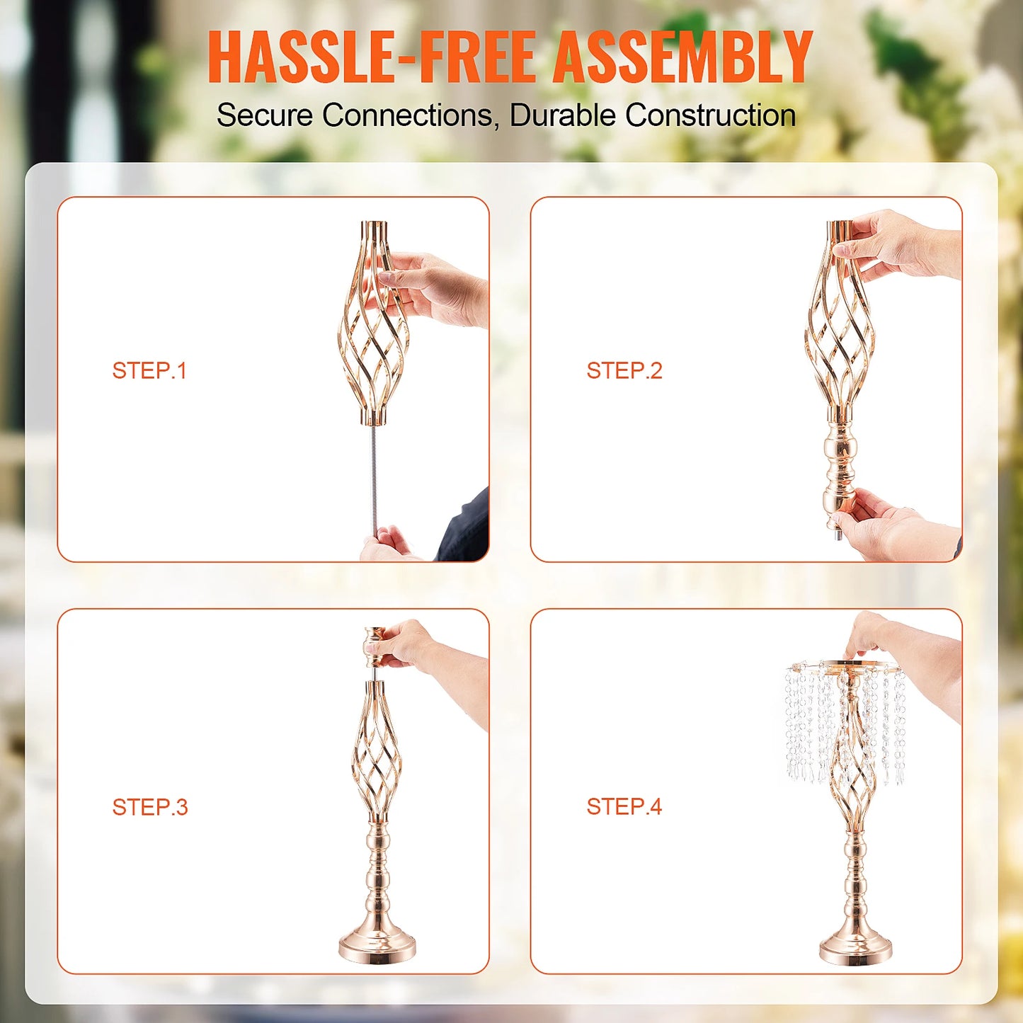 NONECN SucceBuy Tall Crystal Wedding Flower Stand Centerpiece Vase