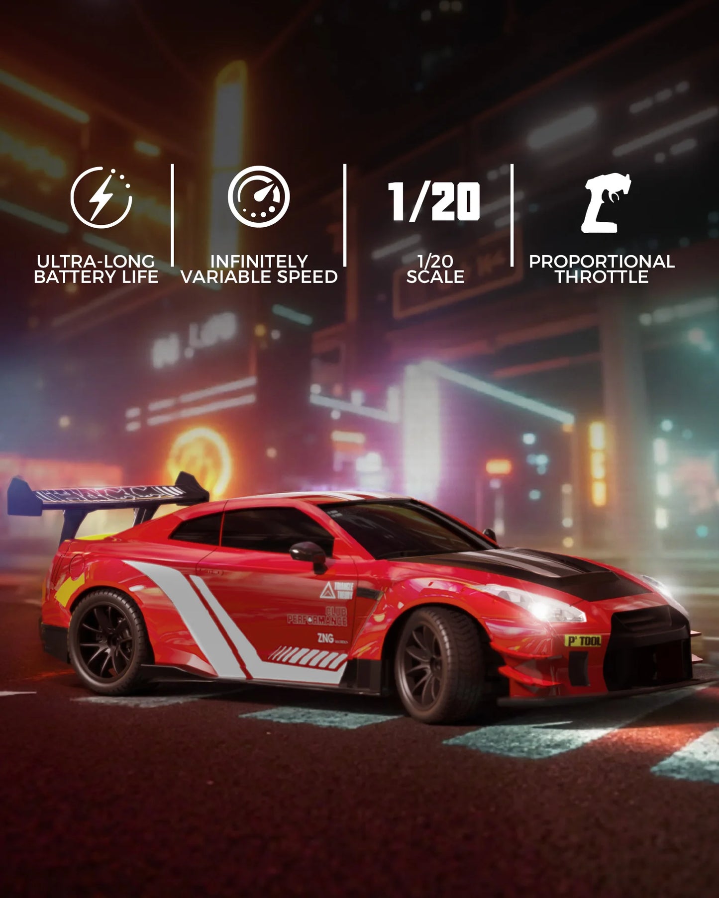 RACENT RC Drift Car High Speed 4WD Remote With LED