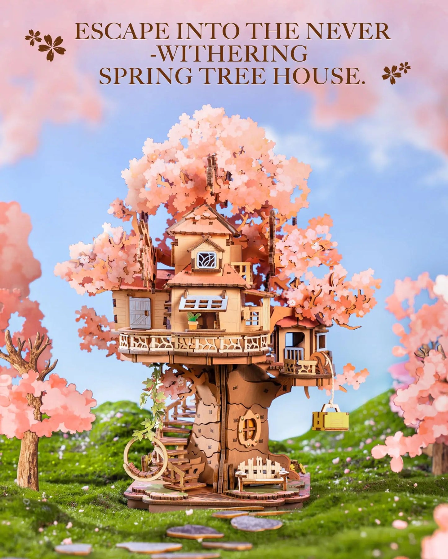Robotime Sakura Tree House 3D Wooden Puzzle Kit for Adults