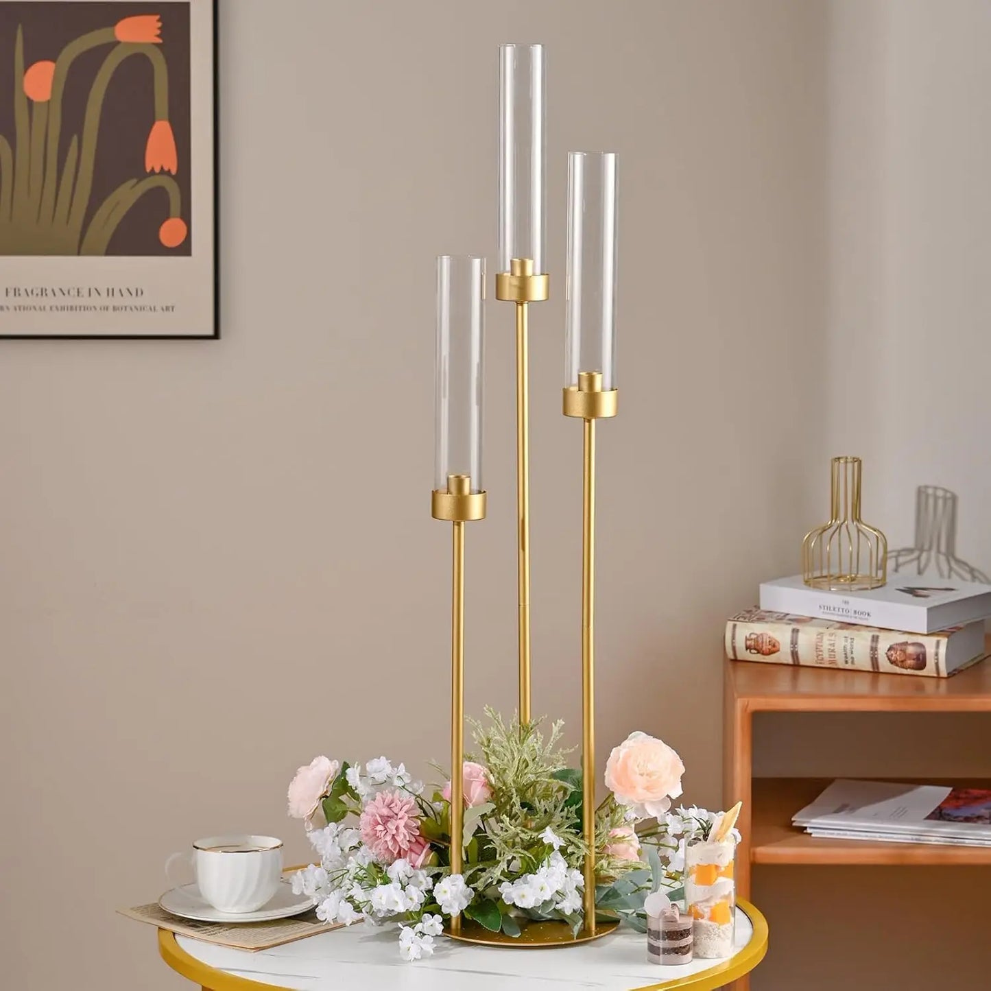 VINCIGANT Gold Candelabra Centerpiece For Elegant Table Decor