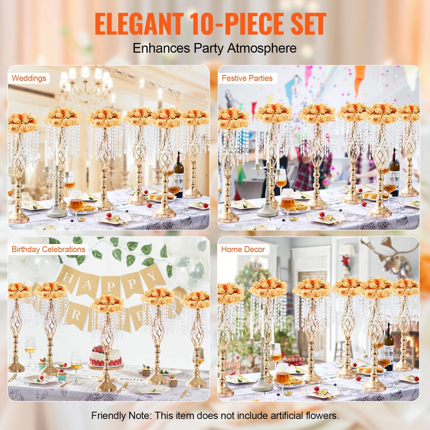 NONECN SucceBuy Tall Crystal Wedding Flower Stand Centerpiece Vase